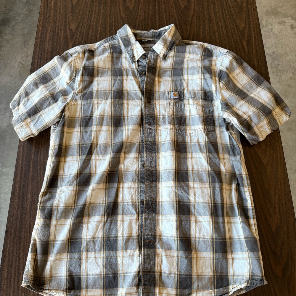 Carhartt Men's Casual Plaid Shirt - Blue and Tan